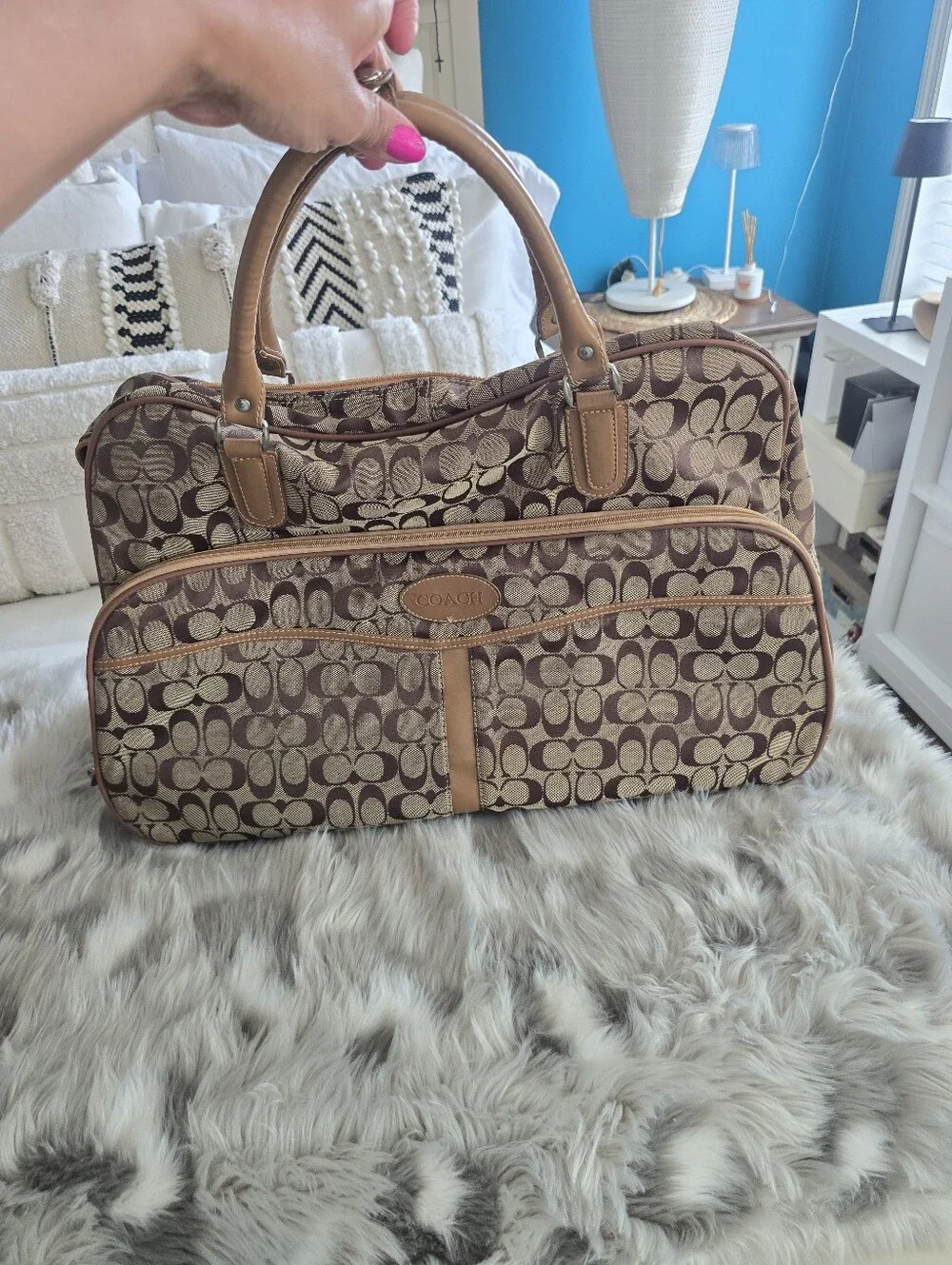 Coach Signature Canvas Satchel in Tan/Brown